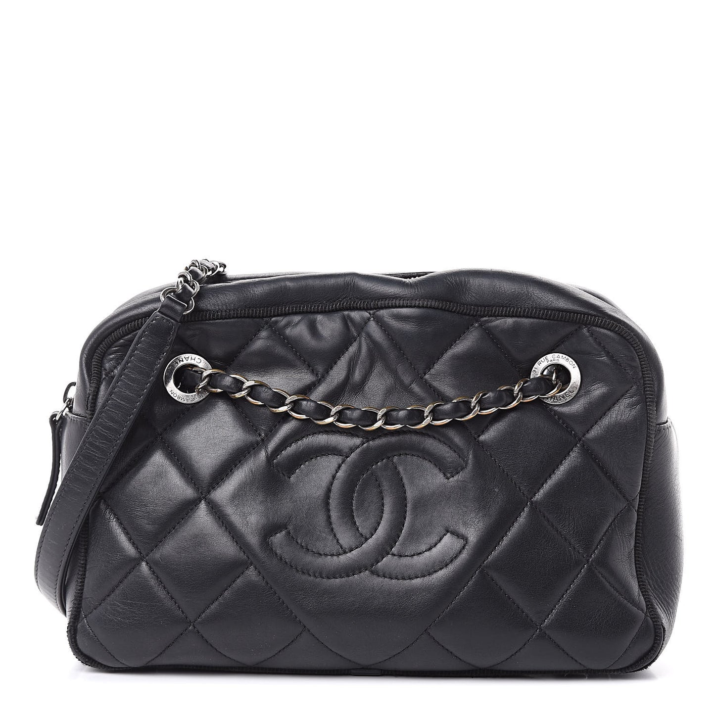 Calfskin Quilted Small Ballerine Camera Case Black