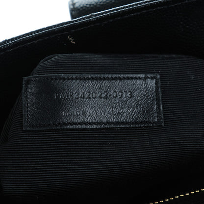 Saint Laurent Grain De Poudre Matelasse Chevron Monogram Shopping Bag Black 7 of 8