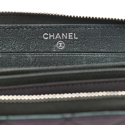 Chanel Iridescent Goatskin Quilted Medium Gusset Zip Around Wallet Purple 6 of 8