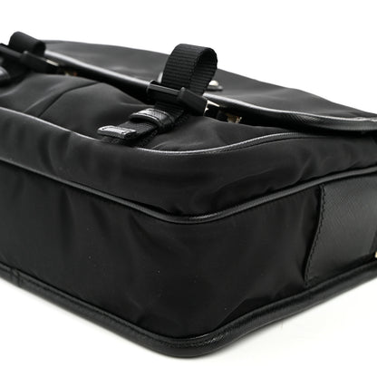 Prada Tessuto Nylon Saffiano Double Snap Buckle Messenger Bag  Black 9 of 9