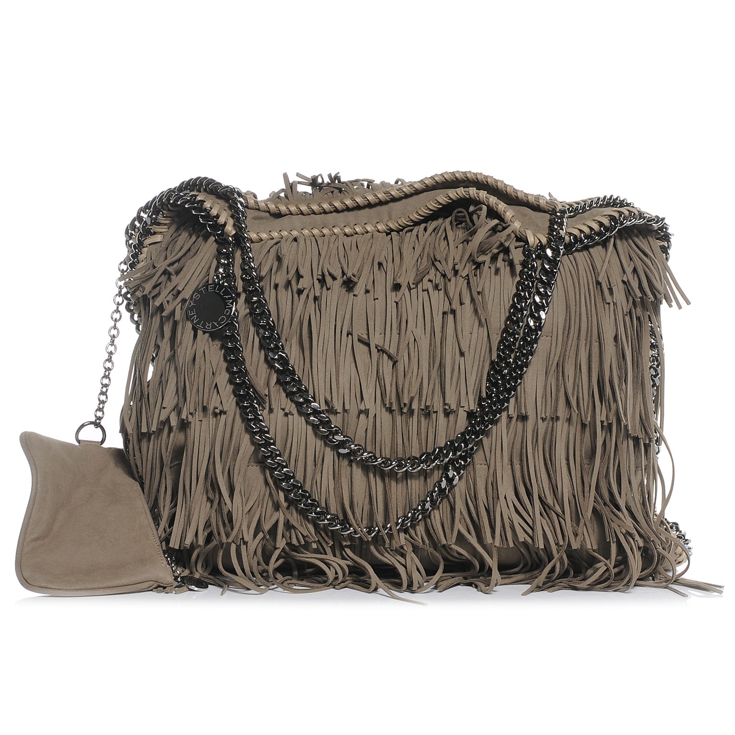 Faux Suede Fringe Falabella Tote Taupe