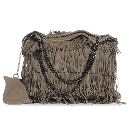 Stella McCartney Faux Suede Fringe Falabella Tote Taupe 1 of 9