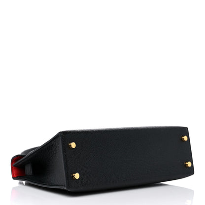 Hermes Chevre Mysore Horseshoe Mini Kelly Sellier 20 Black Rouge De Coeur 4 of 12