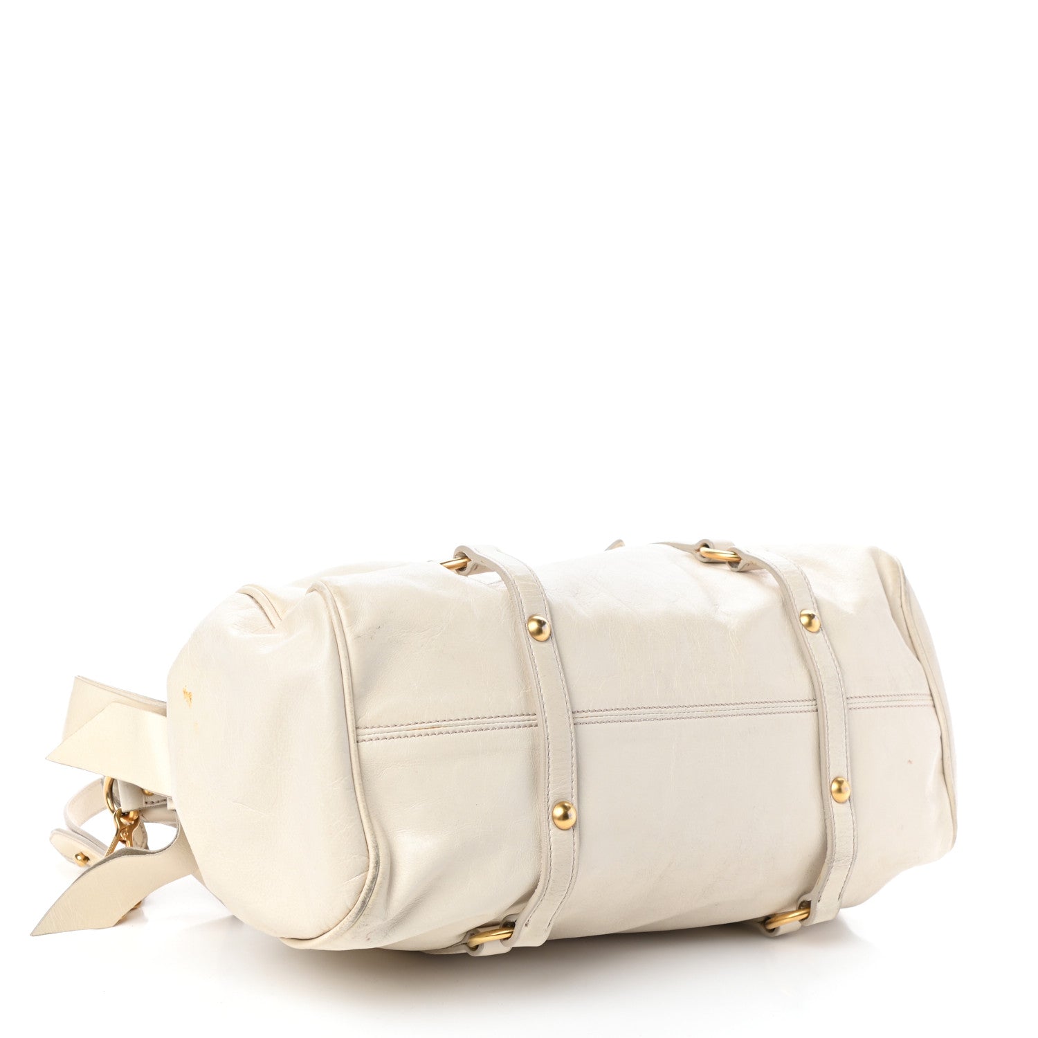 Miu Miu Vitello Lux Medium Bow Bag Talco 4 of 11