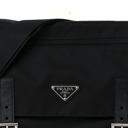 Prada Tessuto Nylon Saffiano Double Buckle Messenger Shoulder Bag Black 8 of 10