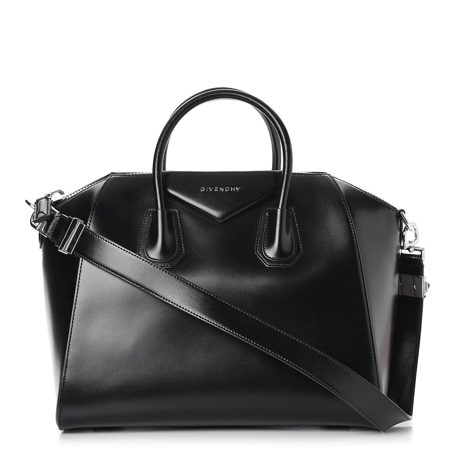 Shiny Lord Calfskin Medium Antigona Black
