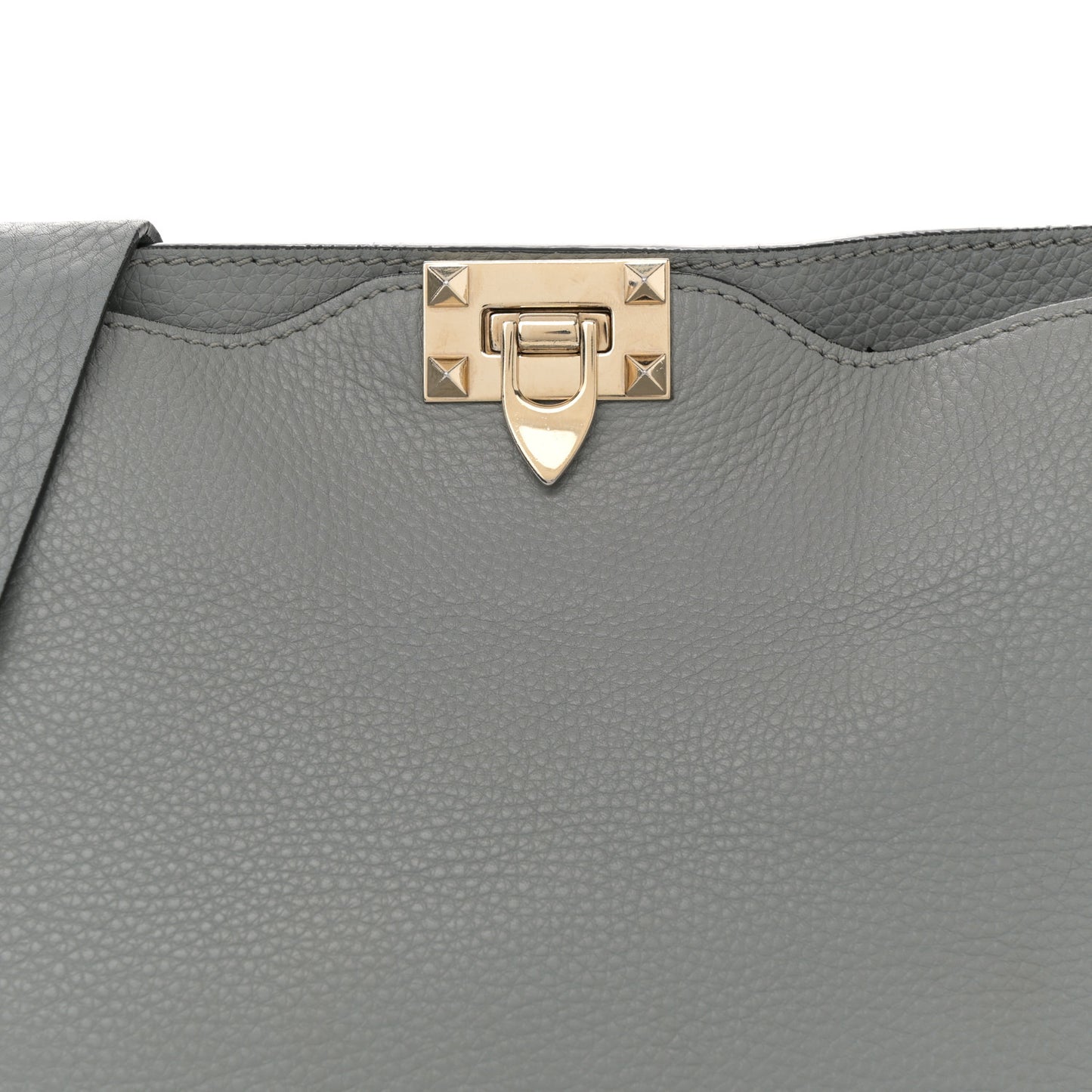Pebbled Calfskin Small Rockstud Flip-Lock Messenger Bag Light Stone