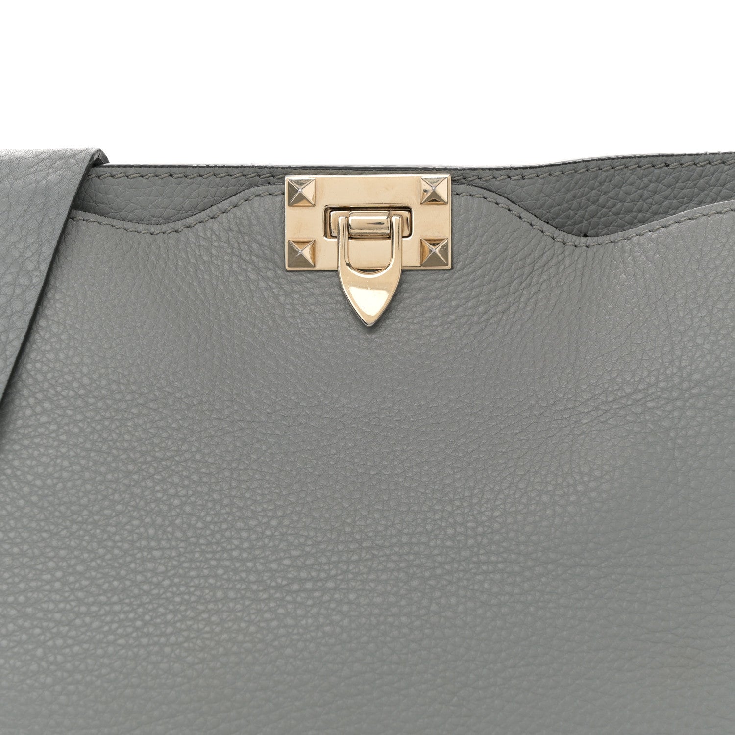 Valentino Garavani Pebbled Calfskin Small Rockstud Flip-Lock Messenger Bag Light Stone 7 of 13