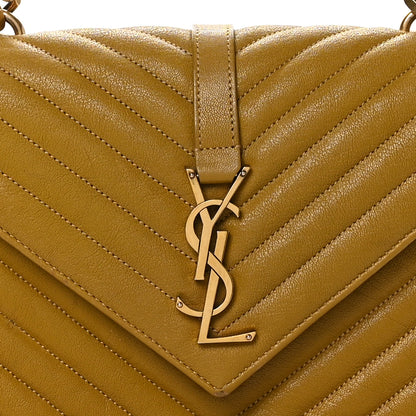Saint Laurent Sheepskin Matelasse Chevron Monogram Medium College Bag Olive 8 of 10