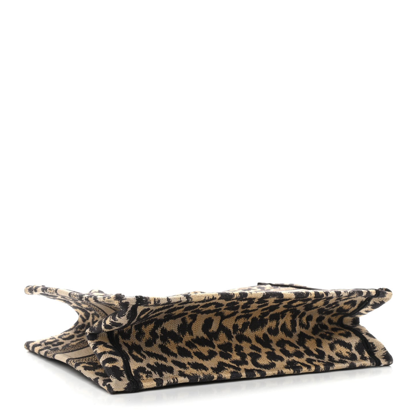 Canvas Mizza Embroidered Medium Leopard Book Tote Beige