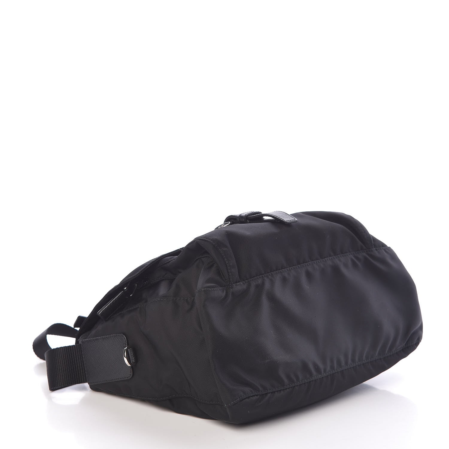 Prada Nylon Vela Saffiano Single Buckle Messenger Shoulder Bag Black 4 of 8