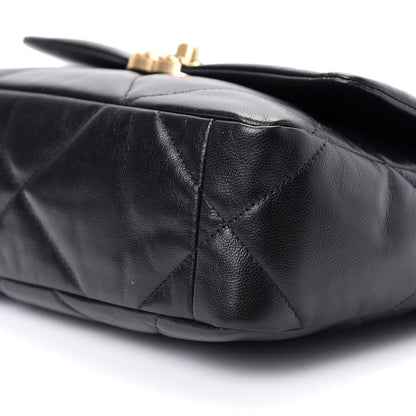 Chanel Shiny Goatskin Quilted Medium 19 Flap Black 7 of 10