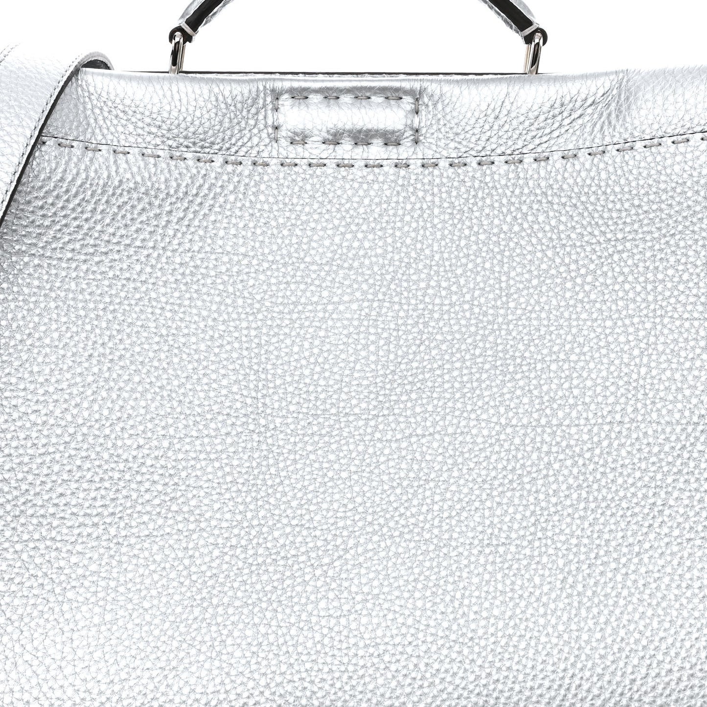 Metallic Cuoio Romano Selleria Metal Stitch Large Mens Peekaboo Iconic Essential Satchel Silver