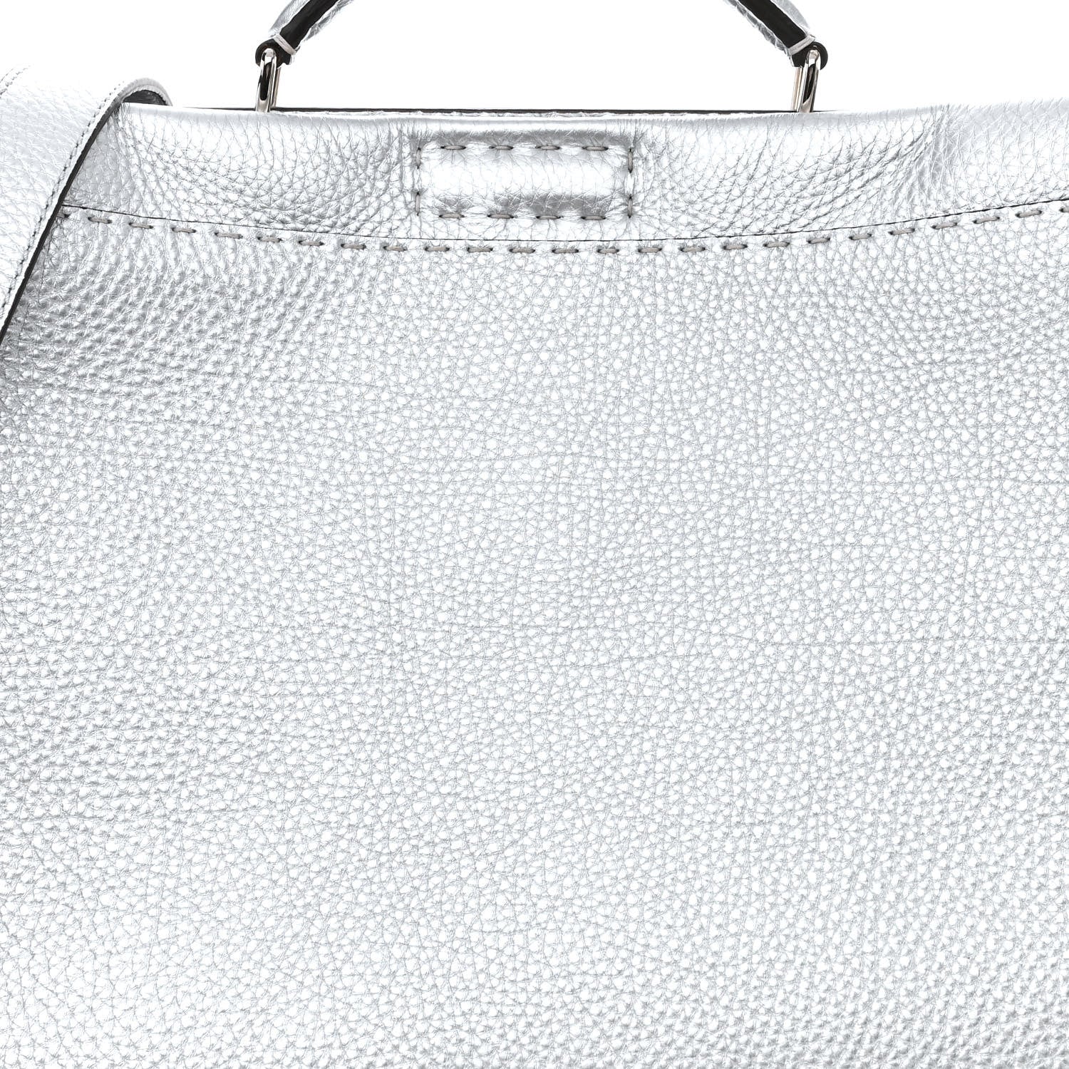 Fendi Metallic Cuoio Romano Selleria Metal Stitch Large Mens Peekaboo Iconic Essential Satchel Silver 9 of 14