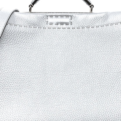 Fendi Metallic Cuoio Romano Selleria Metal Stitch Large Mens Peekaboo Iconic Essential Satchel Silver 9 of 14