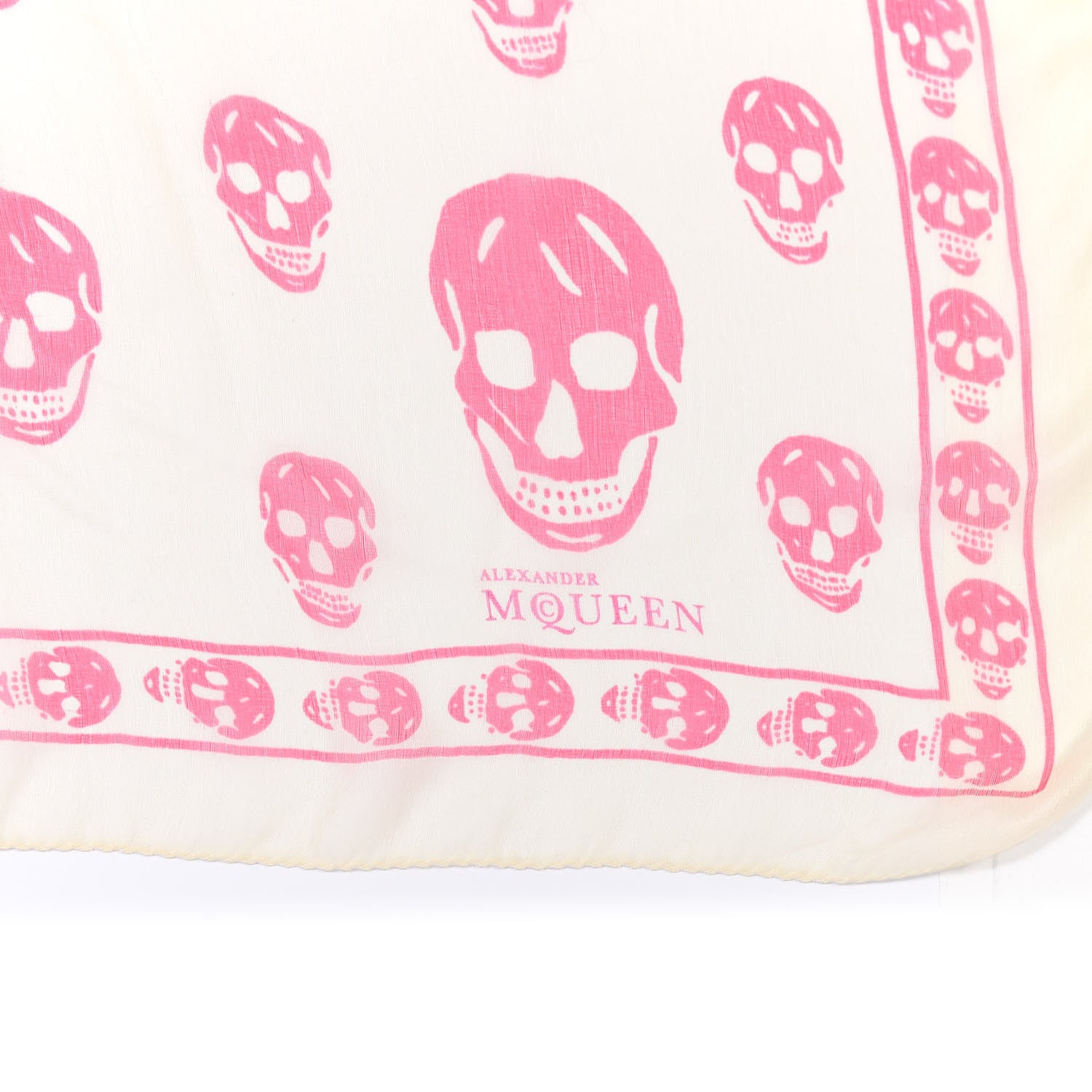 Alexander McQueen Silk Chiffon Skull Scarf White Pink 2 of 3