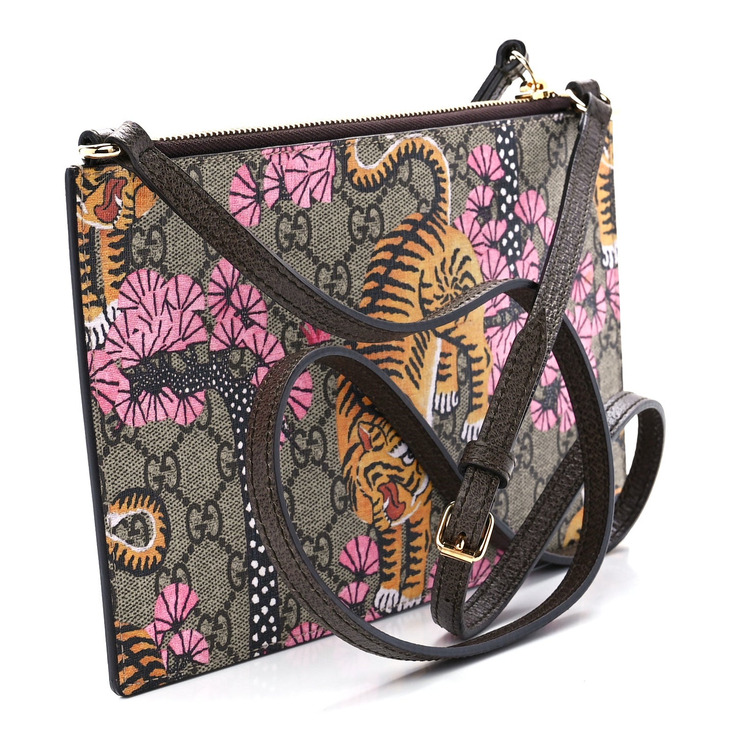 GG Supreme Monogram Bengal Blooms Shoulder Bag Beige Pink