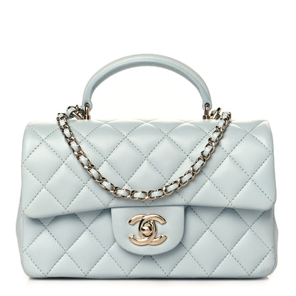 Chanel Lambskin Quilted Mini Top Handle Rectangular Flap Light Blue 1 of 11