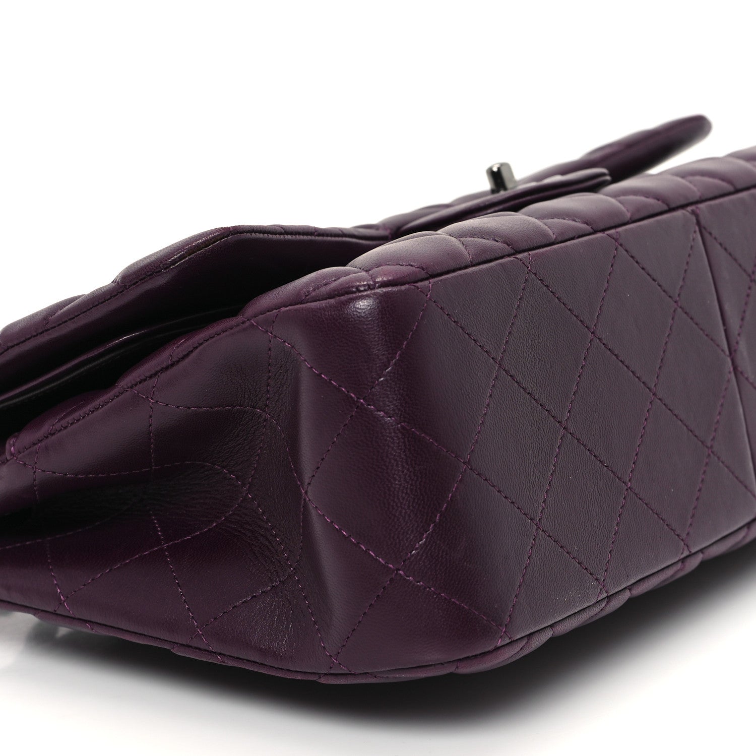 Chanel Lambskin Quilted Jumbo Double Flap Dark Purple 9 of 12