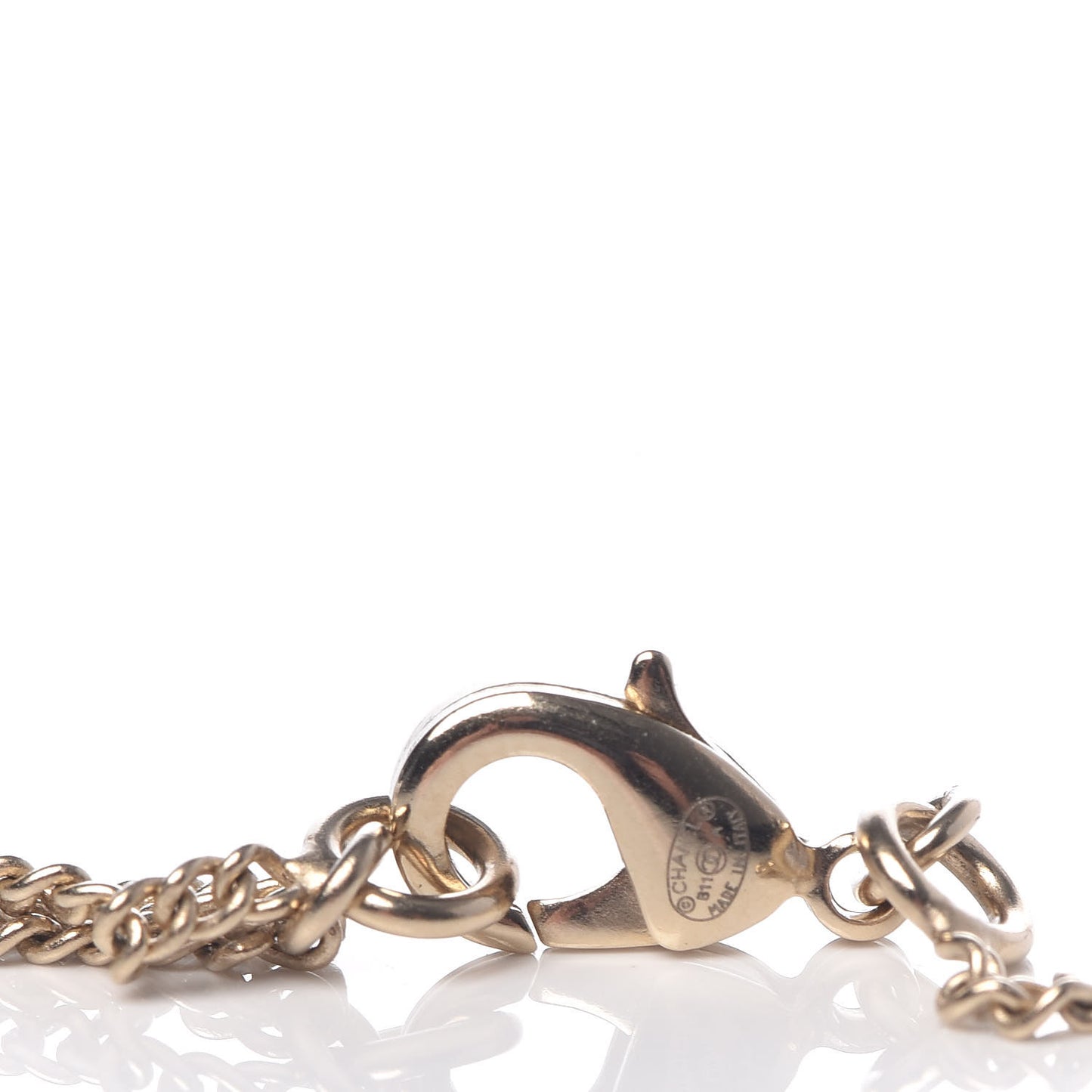 Enamel Pearl CC Pendant Necklace Gold