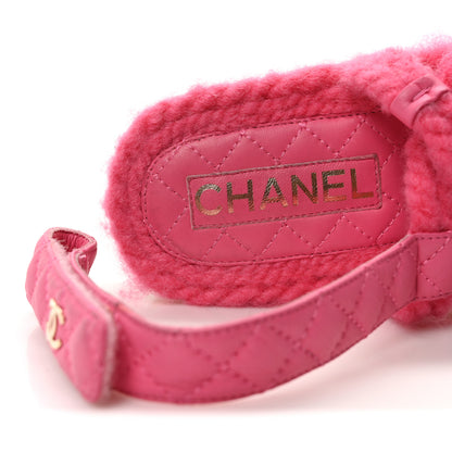 Chanel Cord Lambskin Quilted Logo Sandals 37 Pink 8 of 8