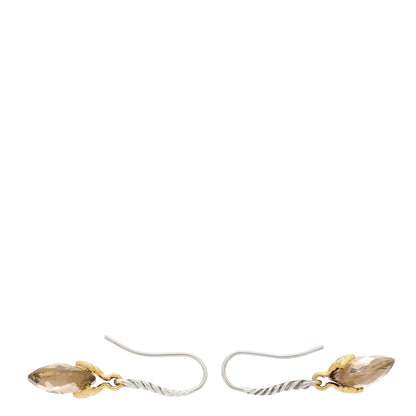 David Yurman Sterling Silver 18K Yellow Gold Smoky Quartz Capri Drop Earrings 3 of 4