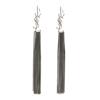 Saint Laurent Brass Monogram Chain Earrings 1 of 4