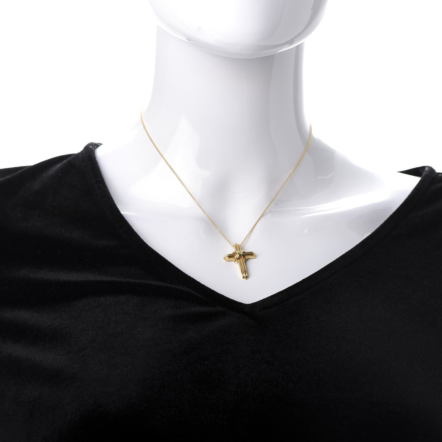 Tiffany 18K Yellow Gold Cross Pendant Necklace 2 of 6