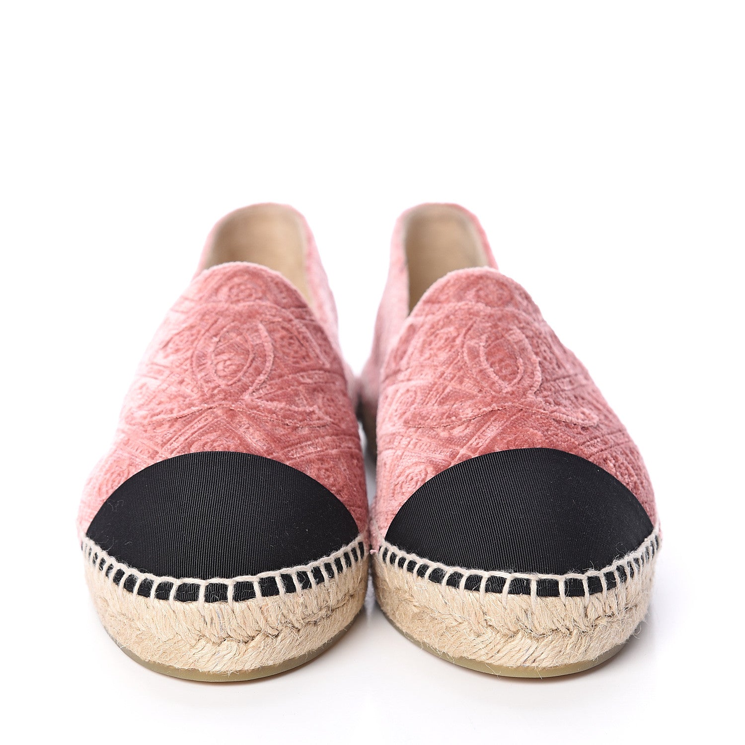 Chanel Velvet Grosgrain Quilted Camellia CC Espadrilles 40 Pink Black 2 of 7