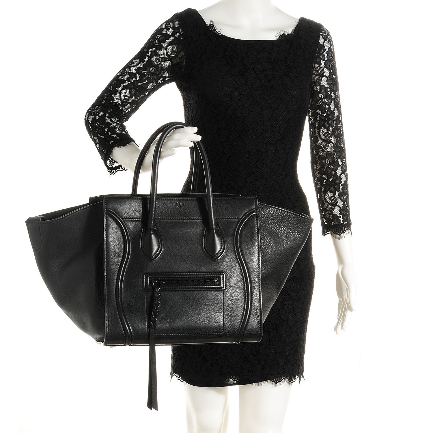 Celine Supple Calfskin Medium Phantom Luggage Black 2 of 8