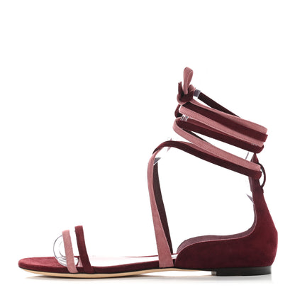 Jimmy Choo Suede Flynn Sandals 40 Vino Mix 1 of 7