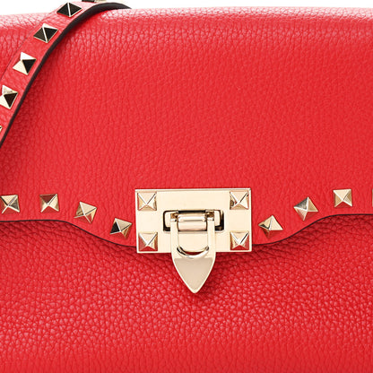 Valentino Garavani Pebbled Calfskin Medium Rockstud Flip Lock Crossbody Bag Rouge Pur 6 of 8