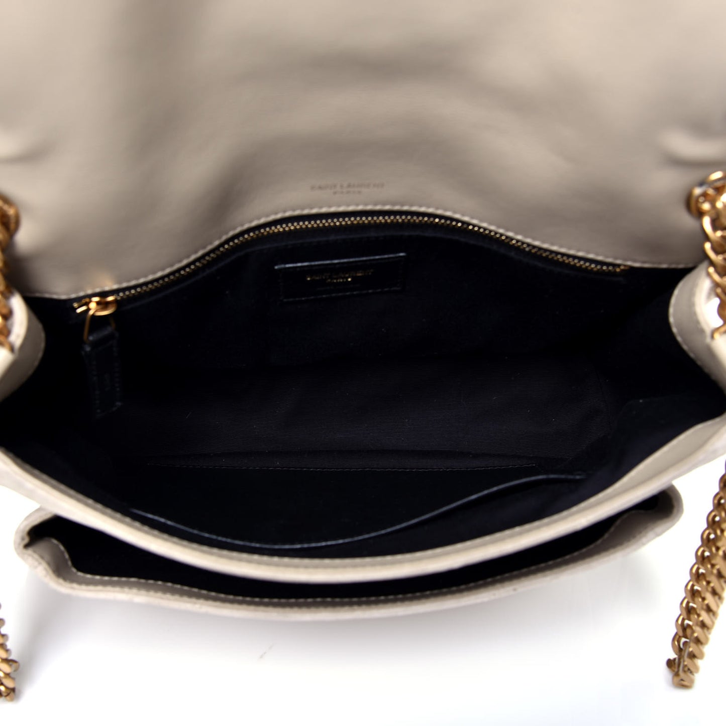 Suede Monogram Medium Niki Chain Satchel Light Beige