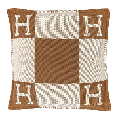 Hermes Wool Cashmere Avalon Pillow PM Ecru Camel 1 of 5