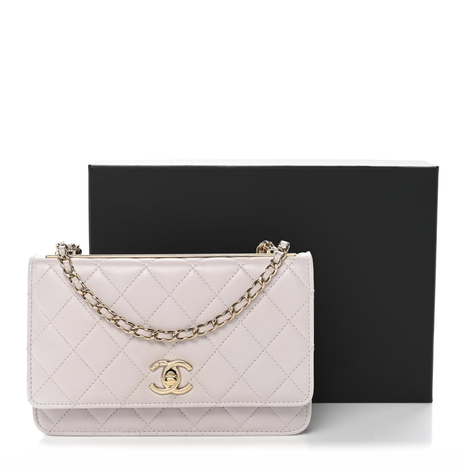 Chanel Lambskin Quilted Trendy CC Wallet On Chain WOC Lilac 14 of 14