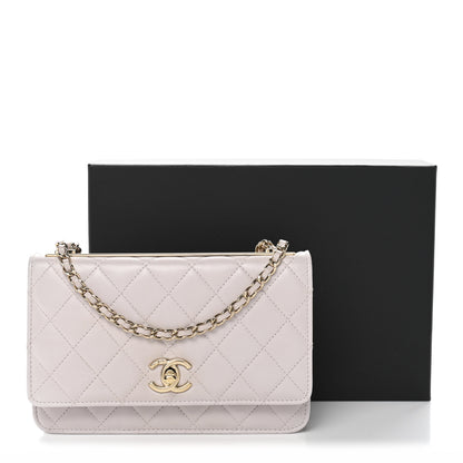 Chanel Lambskin Quilted Trendy CC Wallet On Chain WOC Lilac 14 of 14
