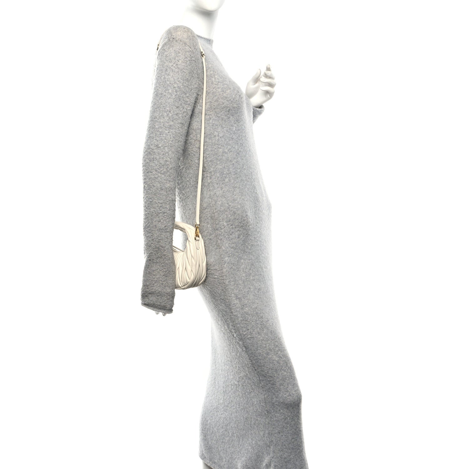 Miu Miu Nappa Matelasse Mini Wander Hobo White 2 of 11