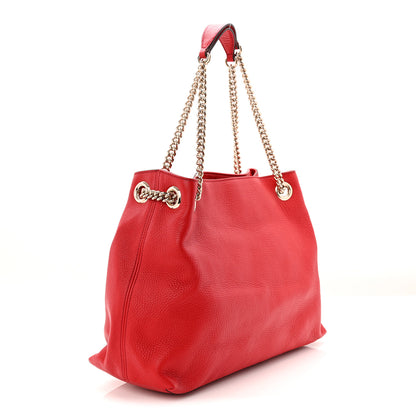 Gucci Pebbled Calfskin Medium Soho Chain Shoulder Bag Tabasco Red 3 of 10
