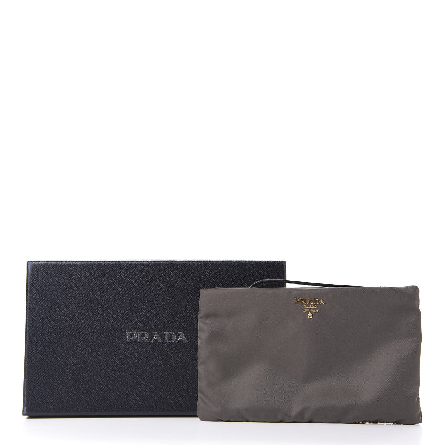 Tessuto Nylon Saffiano Wristlet Fumo
