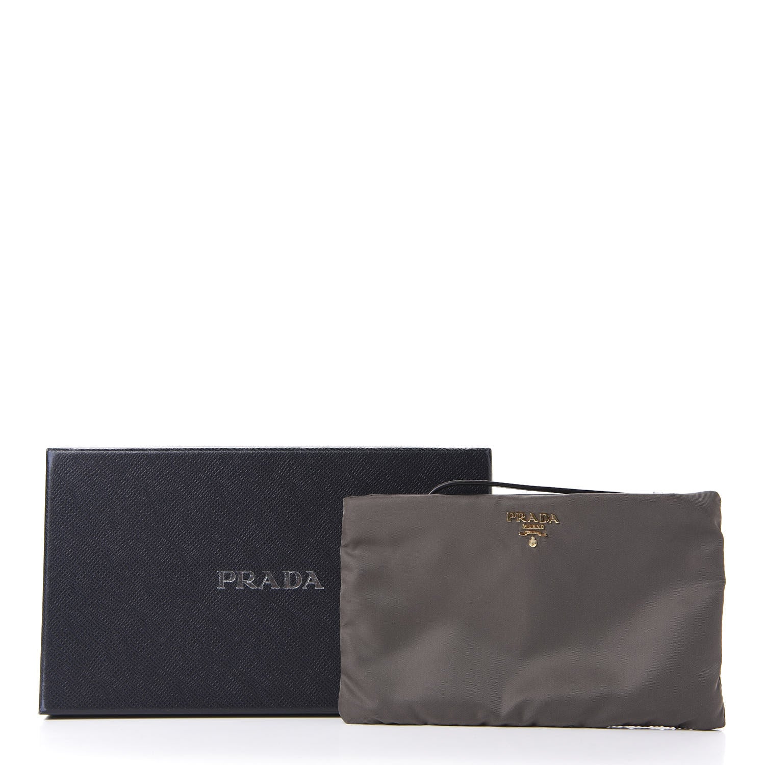 Prada Tessuto Nylon Saffiano Wristlet Fumo 15 of 15