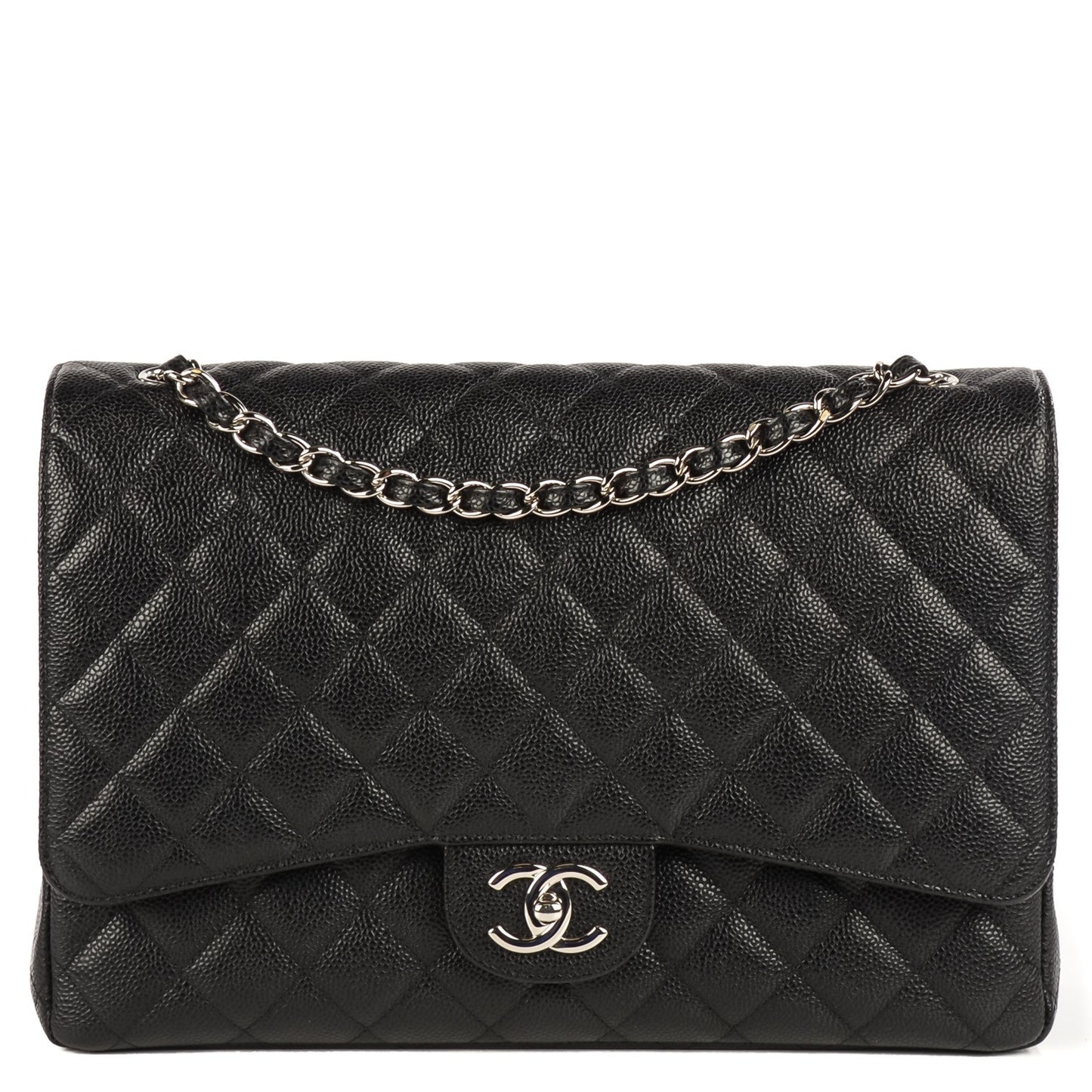 Caviar Quilted Maxi Double Flap Black