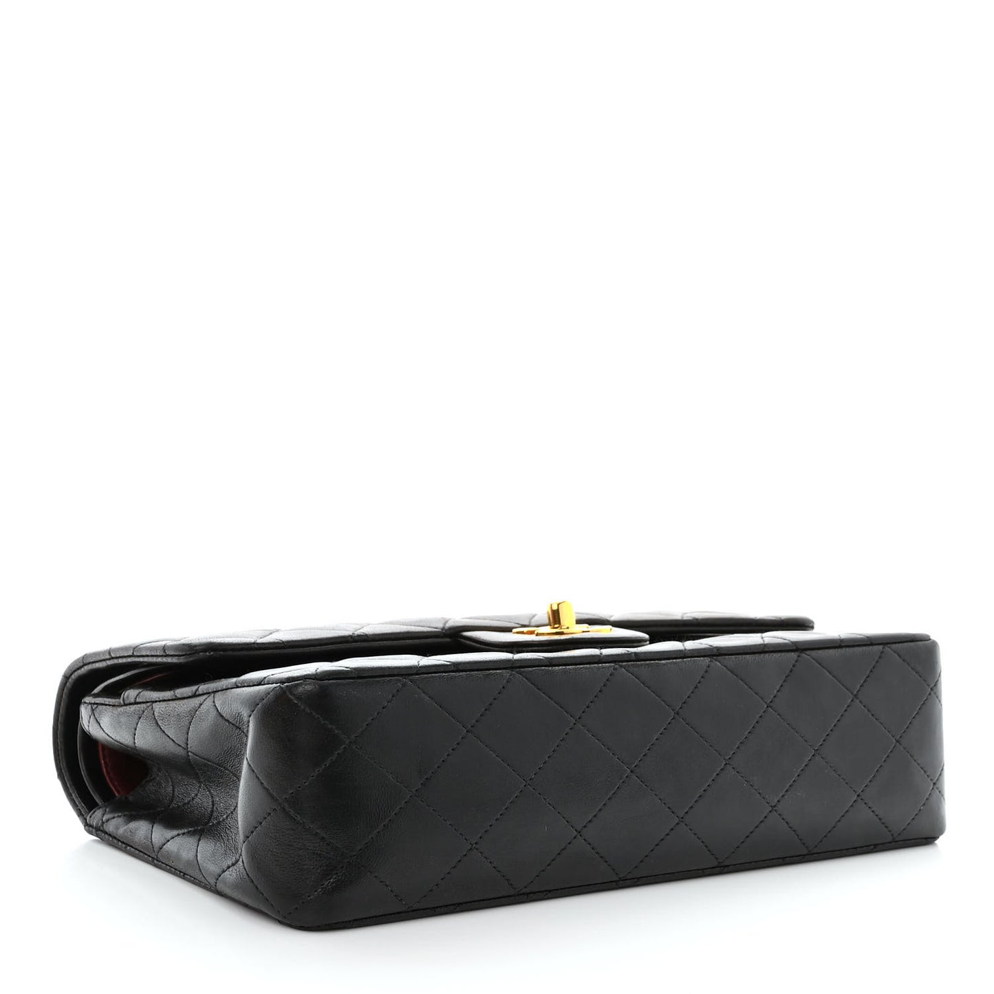 Lambskin Quilted Medium Double Flap Black