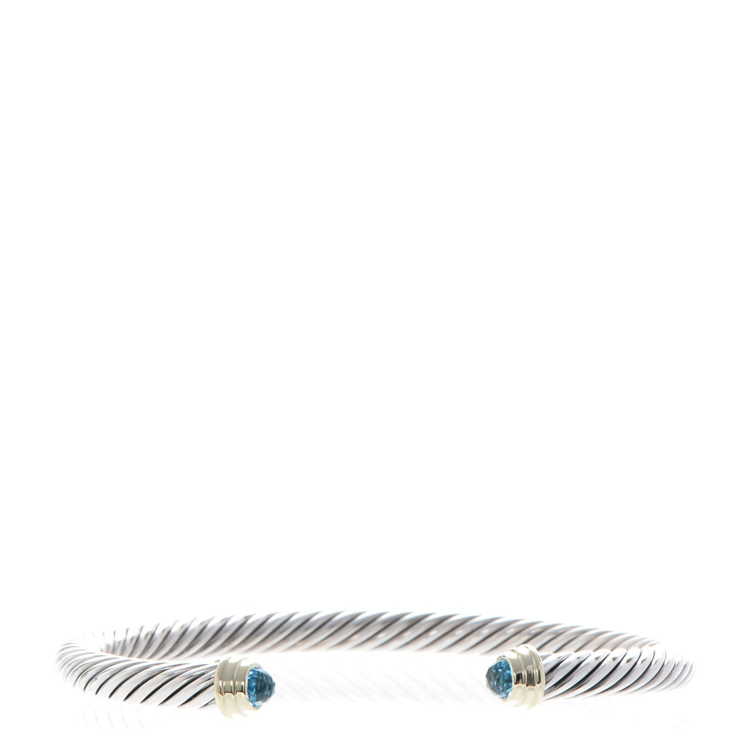 Sterling Silver 14K Yellow Gold Blue Topaz 5mm Cable Classics Petite Color Bracelet