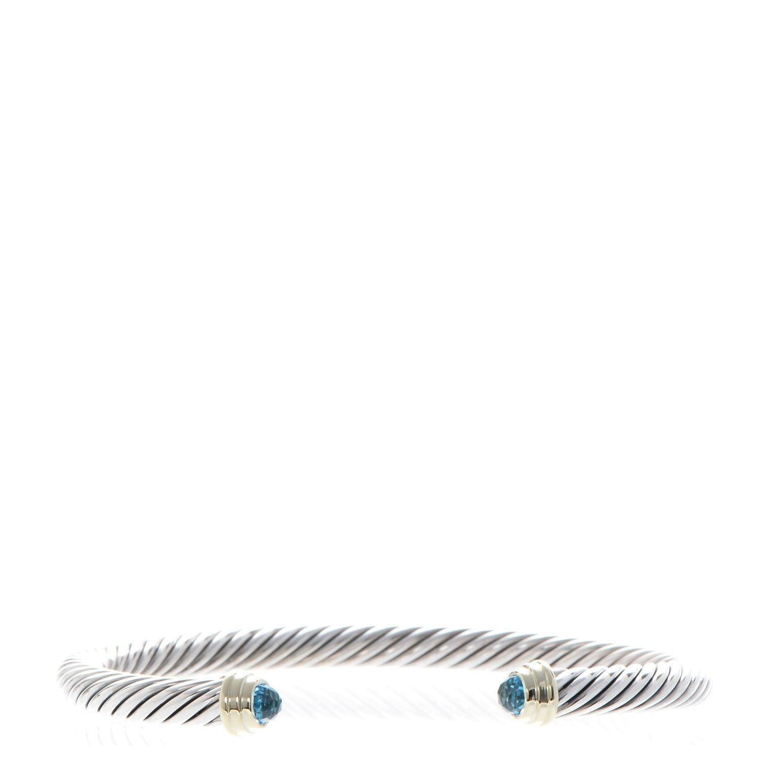 David Yurman Sterling Silver 14K Yellow Gold Blue Topaz 5mm Cable Classics Petite Color Bracelet 1 of 5