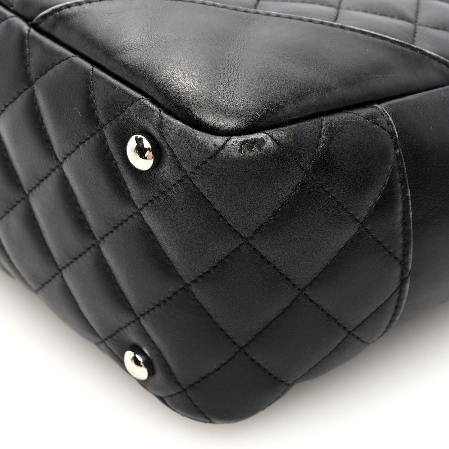 Calfskin Quilted Large Cambon Bowler Black