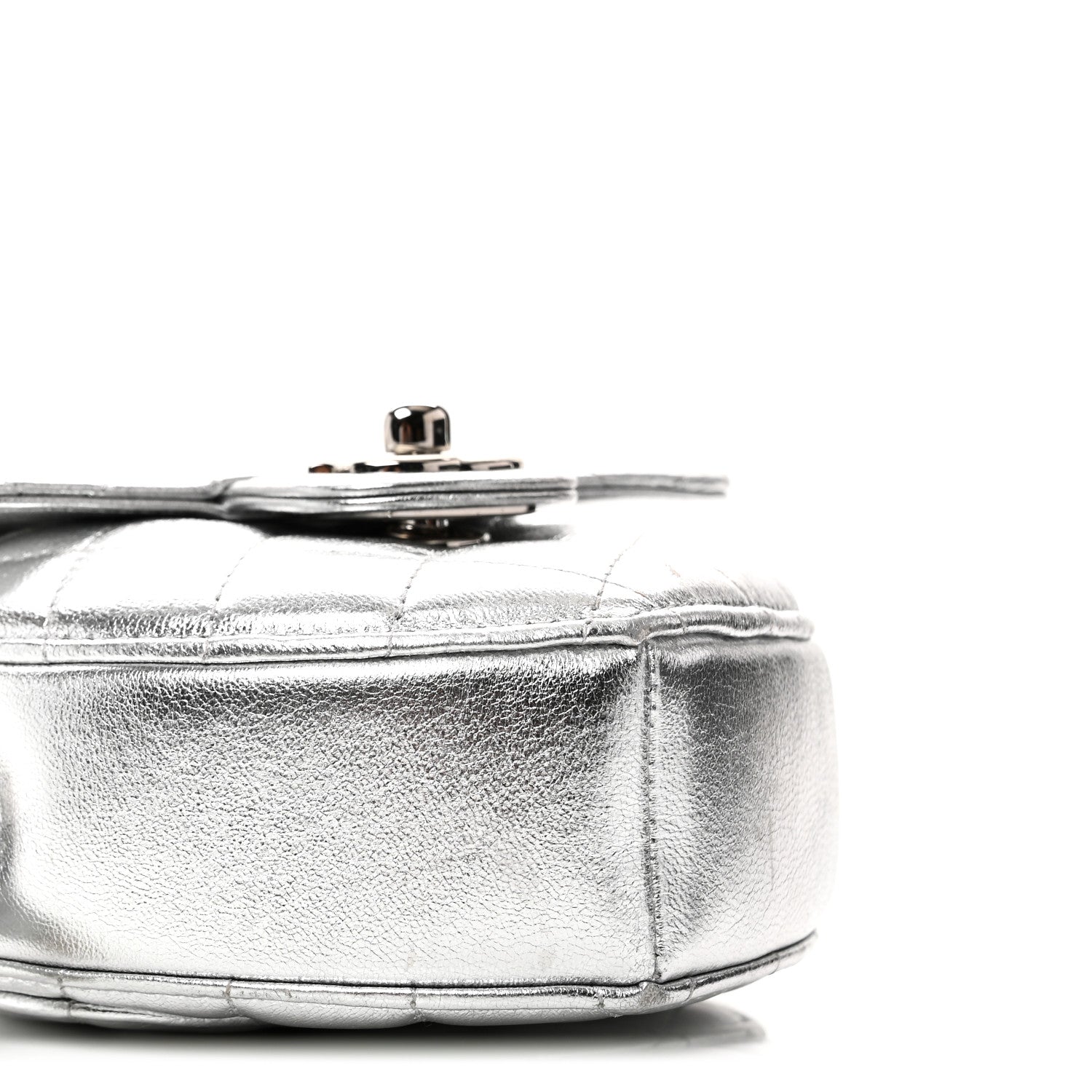 Chanel Metallic Lambskin Quilted CC In Love Heart Clutch With Chain Silver 8 of 10