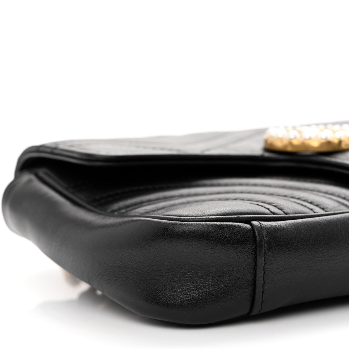 Calfskin Matelasse Pearly GG Marmont Chain Belt Bag Black