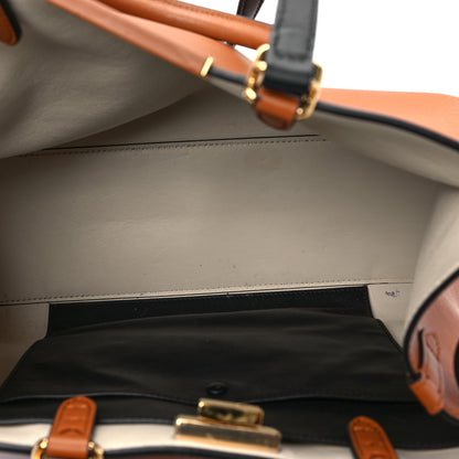 Fendi Vitello Seta Century Small Peekaboo X-Tote Brandy Black 4 of 10