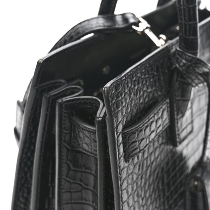 Saint Laurent Calfskin Crocodile Embossed Baby Sac De Jour Black 12 of 15