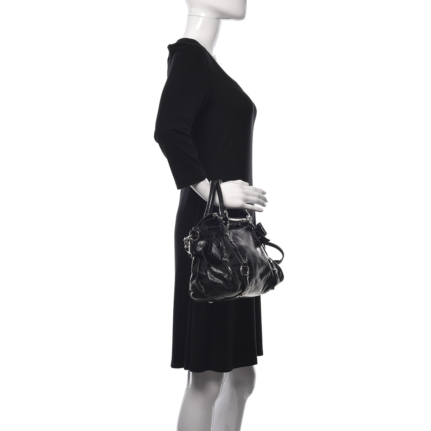 Vitello Lux Mini Bow Bag Black
